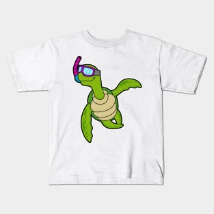 Turtle at Swimming with Snorkel Kids T-Shirt